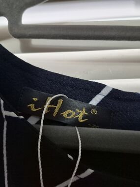 iHot Navy and White Midi Dress